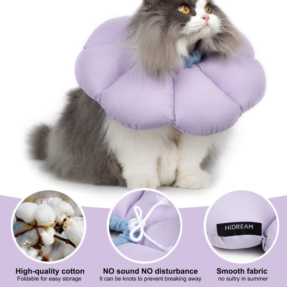 Adjustable Cat Cone Recovery Collar Protect Upper Body Wound Lavender - Large - Picture 4 of 12